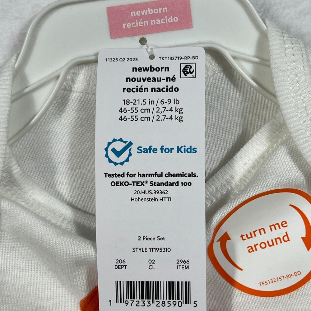 Carters Just One You Newborn Pumpkin Bodysuit and Pants Set 1T195310 White - Picture 5 of 7